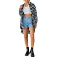 thumbnail image 4 of SAYOO Women Casual Jacket, Lapel Neck Plaid Pattern Coat Button Down Long Sleeve Tops Clothes, 4 of 6