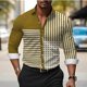 thumbnail image 1 of Camisa de solapa de manga larga para hombre, de moda, de negocios, a rayas, a cuadros, suave, cómoda, ligera, informal, nuevo estilo S--6XL, 1 of 6