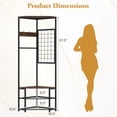 thumbnail image 3 of Costway Corner Hall Tree, Freestanding Coat Rack with Storage Shelves & Removable Hooks Rustic Brown + Black, 3 of 10