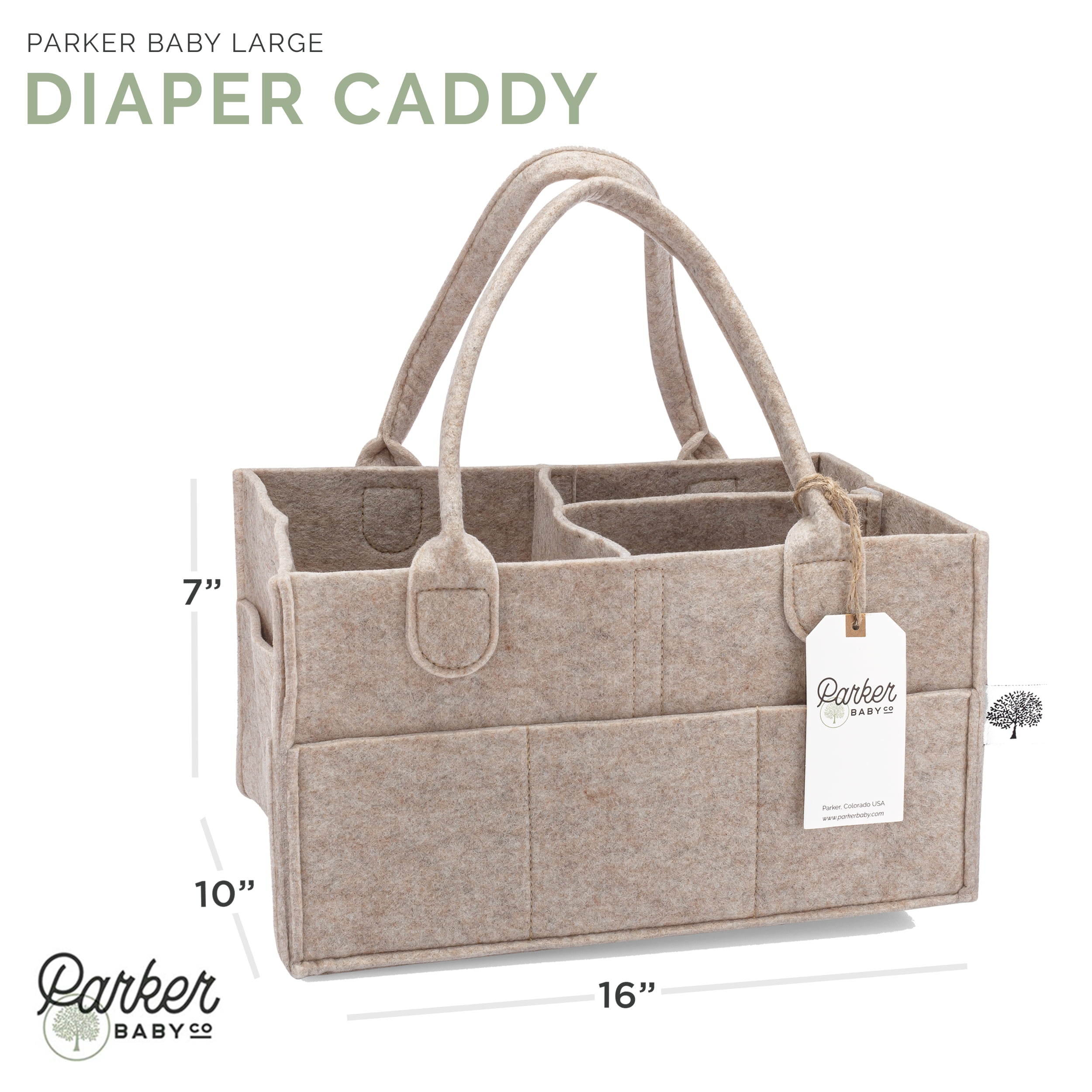 Parker Baby Felt Diaper Caddy Oatmeal Nursery Storage for Diapers