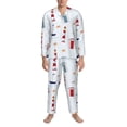 thumbnail image 4 of Kll Nautical Lighthouse Sailboat Sleepwear Mens Flannel Pajamas,Long Cotton Pj Set, 4 of 9