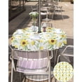 thumbnail image 5 of Hokiten Outdoor Tablecloths with Umbrella Hole & Zipper, Yellow Sunflower Round Tablecloth 54 Inch, Spring Leaves Retro Country Farmhouse Waterproof Table Cloth, Patio/Pool/Picnic Table Covers, 5 of 7