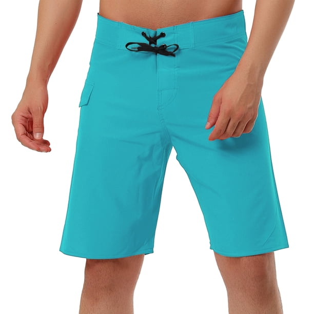 INSPIRE CHIC Pantalones cortos pahombre Pantalones cortos de traje de ba?o de placon cordón de cintuelástide color sólido Azul 30