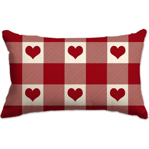 Valentines Day Pillow Covers 12x20 Birthday Gifts Heart Pattern Throw Pillow Cover Decorations for SofaHome Decor