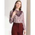 thumbnail image 3 of Allegra K Blusa Floral De Manga Larga Con Panel De Encaje Y Cuello Con Volantes Para Mujer Rosa L Unique Bargains Blusa, 3 of 6