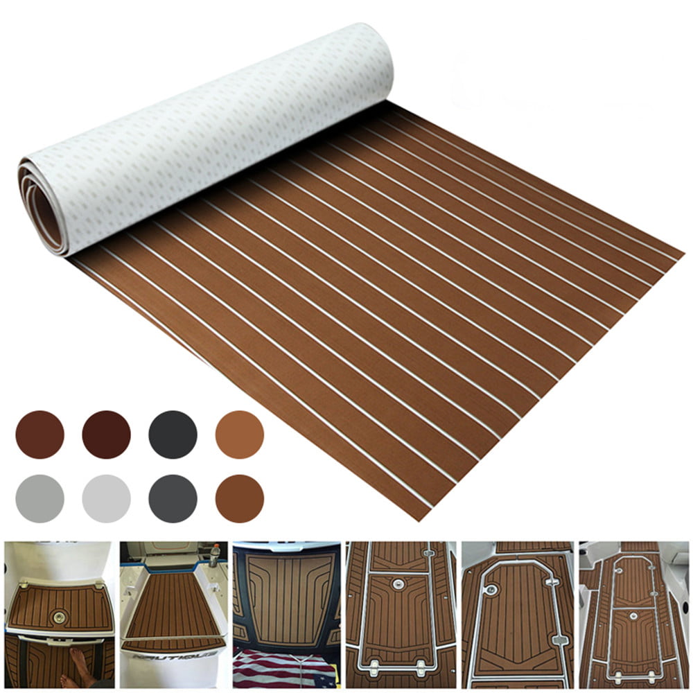 Swimming Pools 94.35 35.4 0.24 CNLZ 2 Sheets High end EVA Foam Faux Teak for Decorative Non-Slip mat Boat Flooring Suitable for Cars 2 Sheets Dark Brown and White Stripes Boats 