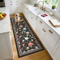 thumbnail image 2 of Garvee 2'x6' Runner Rug Vintage Floral Area Rug, Washable Boho Rugs Non Slip Soft Low Pile Farmhouse Rug Indoor Floor Carpet for Hallway Bedroom Kitchen, Black, 2 of 5