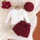 thumbnail image 2 of Odeerbi 6M-3Y Niñas Conjuntos de Algodón de Manga Larga Tops Falda Con Sombrero de Boina de Tres Piezas Conjunto de Falda Conjunto, 2 of 4