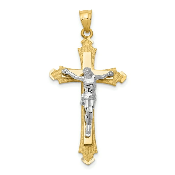 14k Two-tone Yellow and White Gold Crucifix Pendant