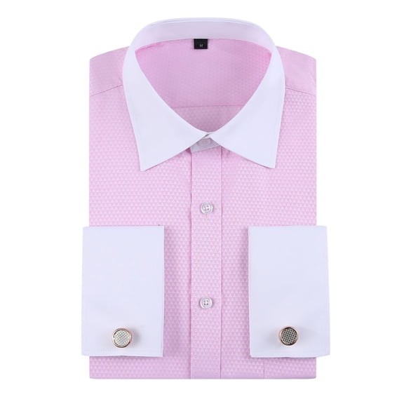 TANSILING Men's French Cuff Shirt Formal Pleated Long Sleeve Dress Shirt with Cufflinks