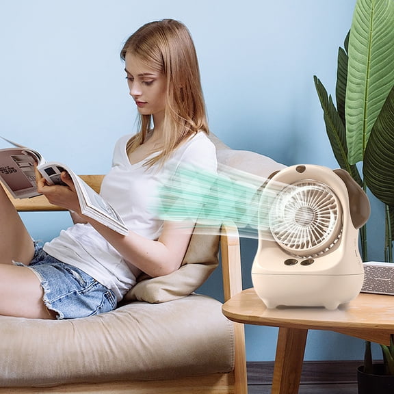 Compact High Powered Fan, Evaporative Cooling Spray Fan, Humidifying Cooler, Mini Desktop Ventilator, 7 Inch USB Powered Device for Office and Household