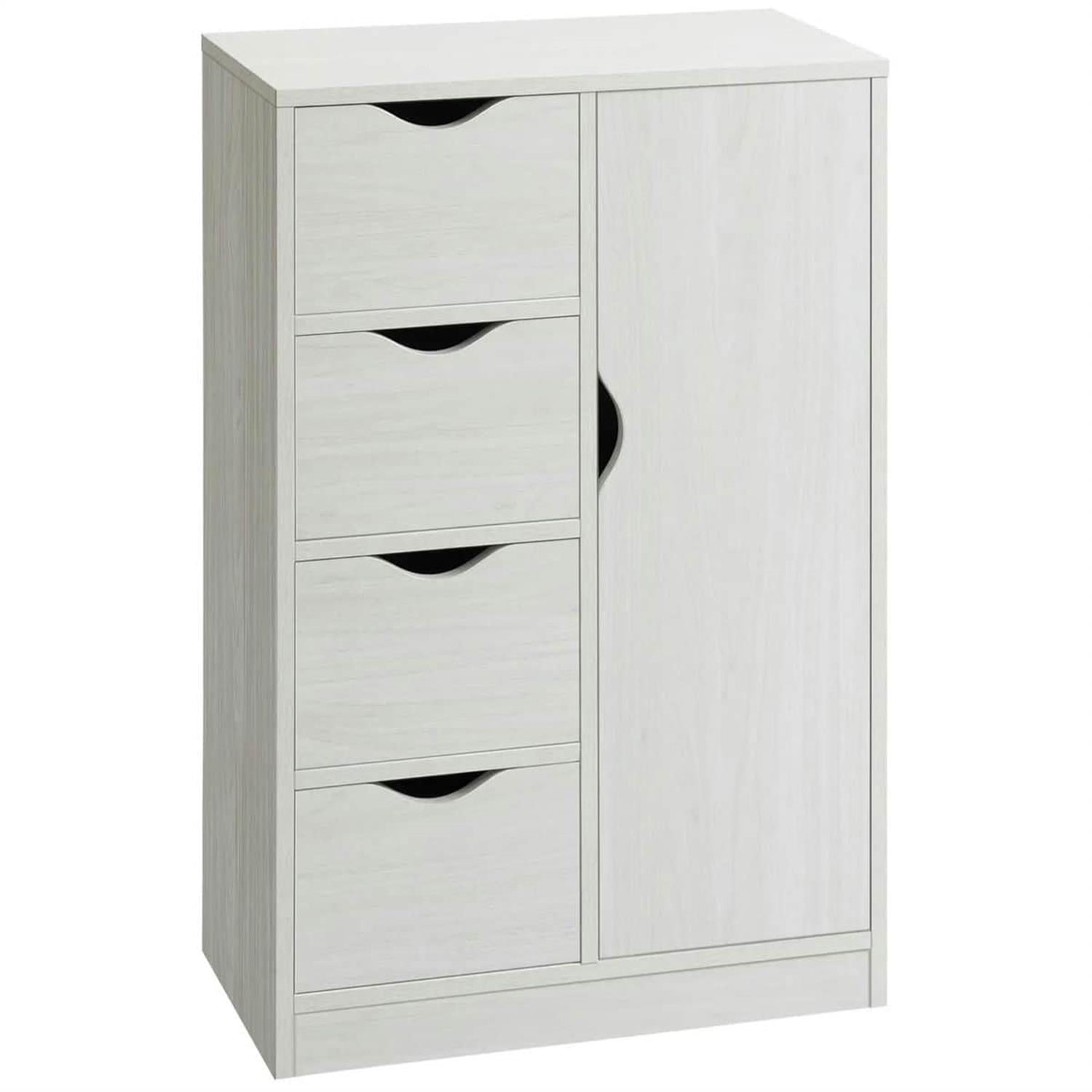 Demi Bonn 32" Freestanding Storage Cabinet, Modern 4-Drawer Bathroom Floor Cabinet, Space-Saving, White