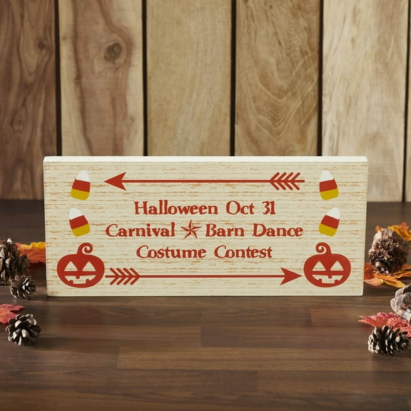 VHC Brands Halloween Carnival MDF Sign 7x16x1, Holiday Decoration for Tabletop, Table Decor for Halloween