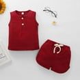 thumbnail image 2 of Baby Summer Clothes Toddler Girls 2pcs Cotton Solid Color Vest Tops Shorts Suit Clothing Outfits, 2 of 8