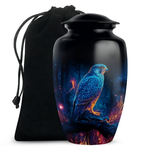 Falcon Cremation Urn For Human Ashes, Large Urns For Adult Human Ashes, Falcon Themed Cremation Urns For Ashes, Memorial Urn For Adult Male, (Size 10 Inch, 1 Pc)