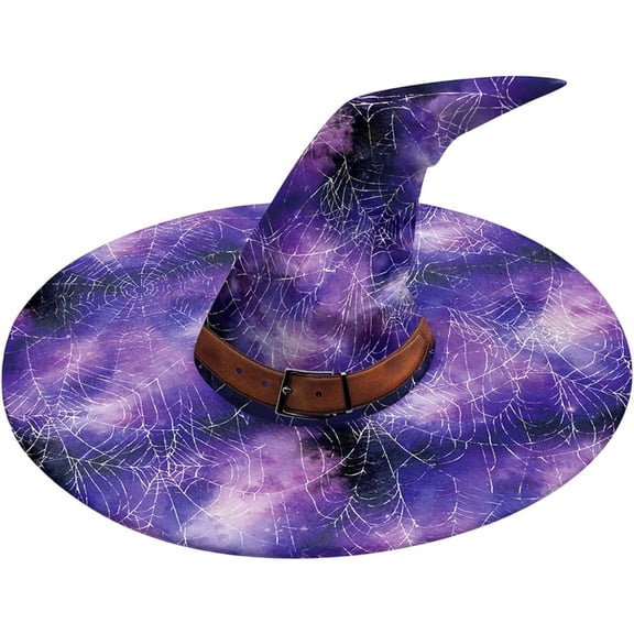 Jiibva Adult Pointed Witch Hat Novelty Wizard Costume Cap Purple White 50x24cm