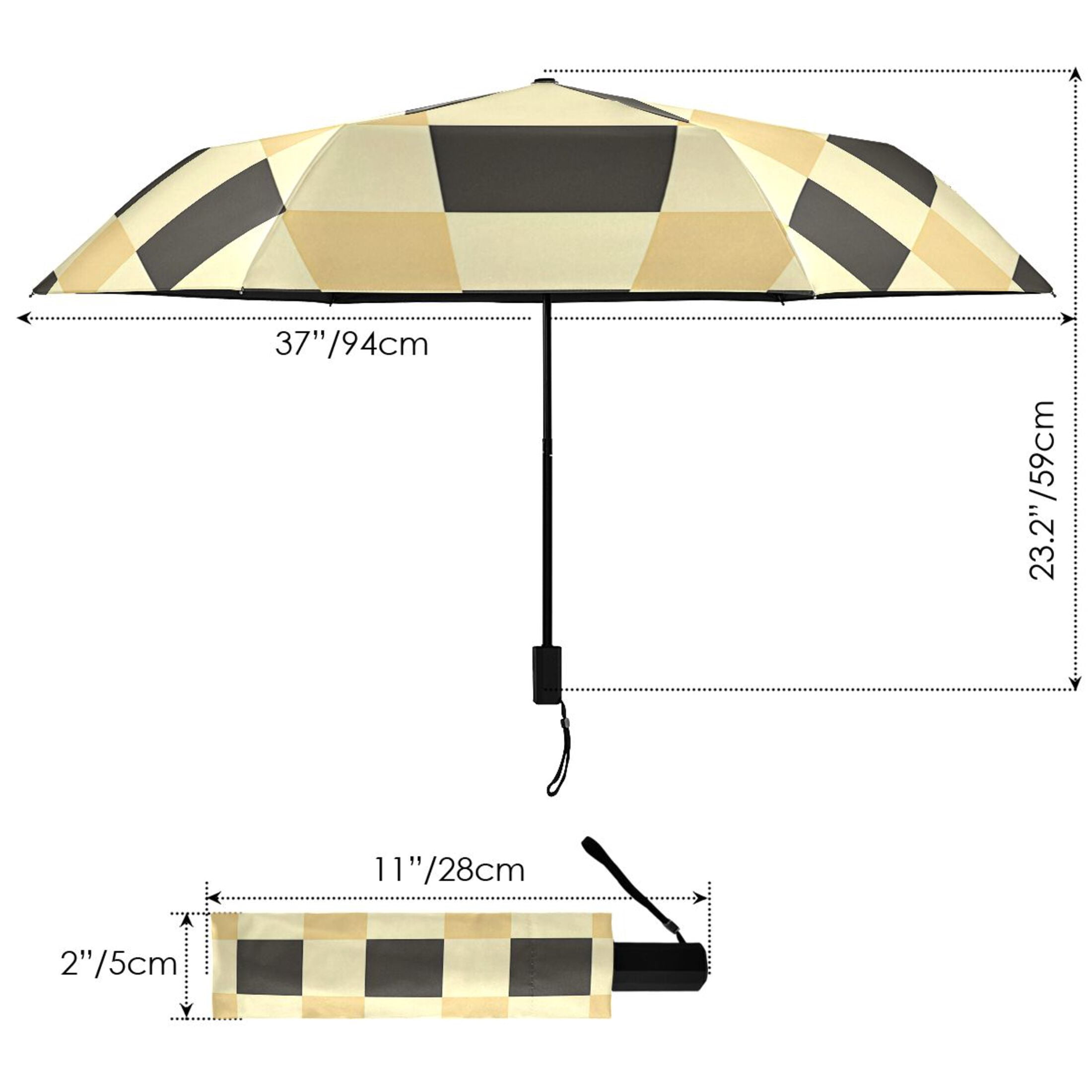 ALAZA Checkered Plaid-a7 UPF 50+ Compact Folding Umbrella for Rain Travel Umbrella Packable
