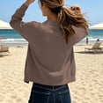 thumbnail image 4 of Zeijnsda Women's Short Coats Casual Crew Neck Long-Sleeved Outercoats Womens Solid Color Zip-Up Jackets Thin Comfy Spring Outfits Cardigan, 4 of 9