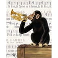 thumbnail image 2 of Fab Funky 26x32 White Modern Wood Framed Museum Art Print Titled - Monkey Playing Trumpet, 2 of 4