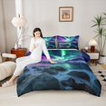 thumbnail image 4 of Homewish Abstract Aurora Full Size Comforter Sets 3-Piece for Teens Boys Girls,Gradient Ombre Bedding Comforter Set,Nature Theme Lightweight Bedding Sets,Breathable Home Decor,Reversible, 4 of 8