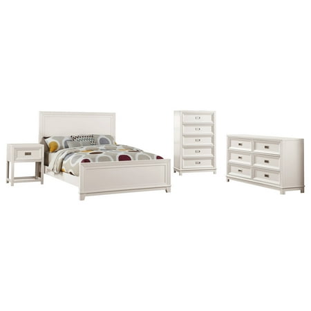 Victoria 4 Piece Kids Bedroom Set Twin Soft White Wood