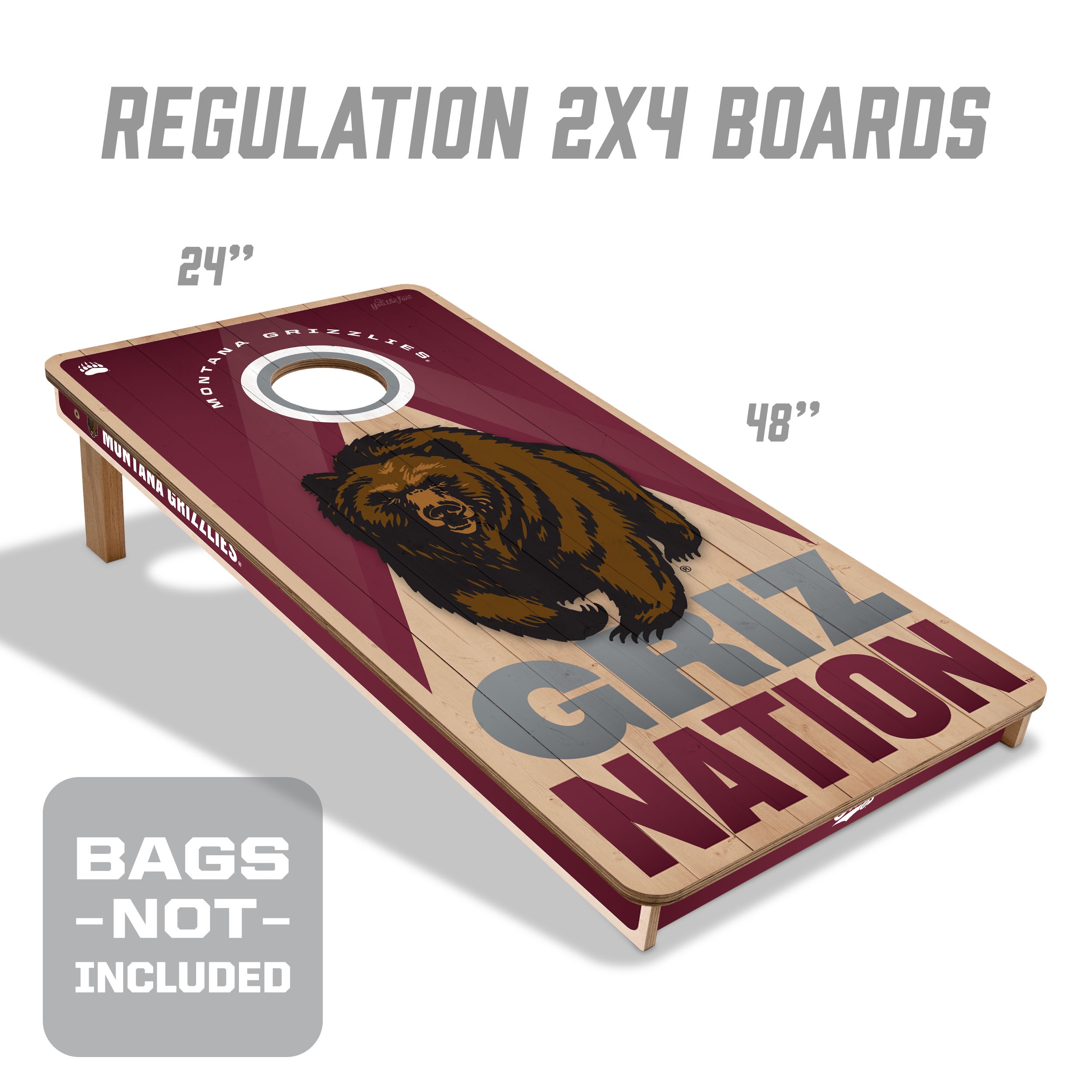 YouTheFan NCAA Montana Grizzlies 2X4 Slogan Series Cornhole NO BAGS