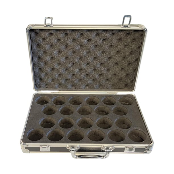 La caja de almacenamiento de bolas de billar contiene 22 bolas, accesorio con interiores acolchado, con manejo de la caja de transporte de bola de bil