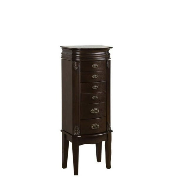 Bowery Hill Jewelry Armoire with Plush Black Lining, Espresso