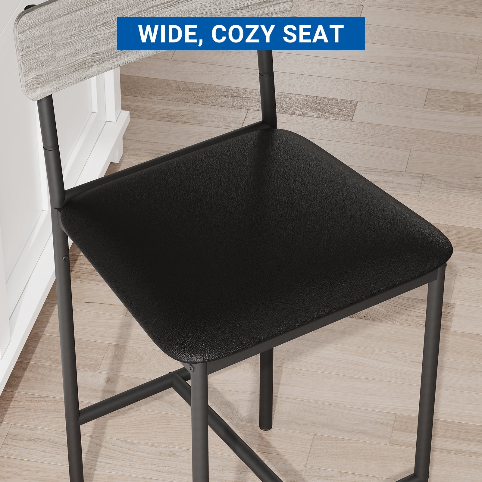 COZONY Set of 2/4 Bar Stools, Counter Height with Back & Upholstered Seat, Footrest for Kitchen Island, Bars