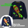 thumbnail image 3 of HILEELANG Little Boy Navy Sweatshirts Halloween Rocket Graphic Glow in the Dark Crewneck Long Sleeve Pullover Cotton Top Sweater Shirts 7 Years, 3 of 5