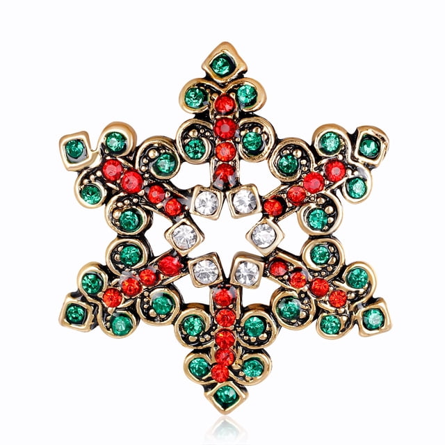Broche de copo de nieve de Navidad con cristales multicolor y diamantes de imitación ShuxiuWang 1327537102663