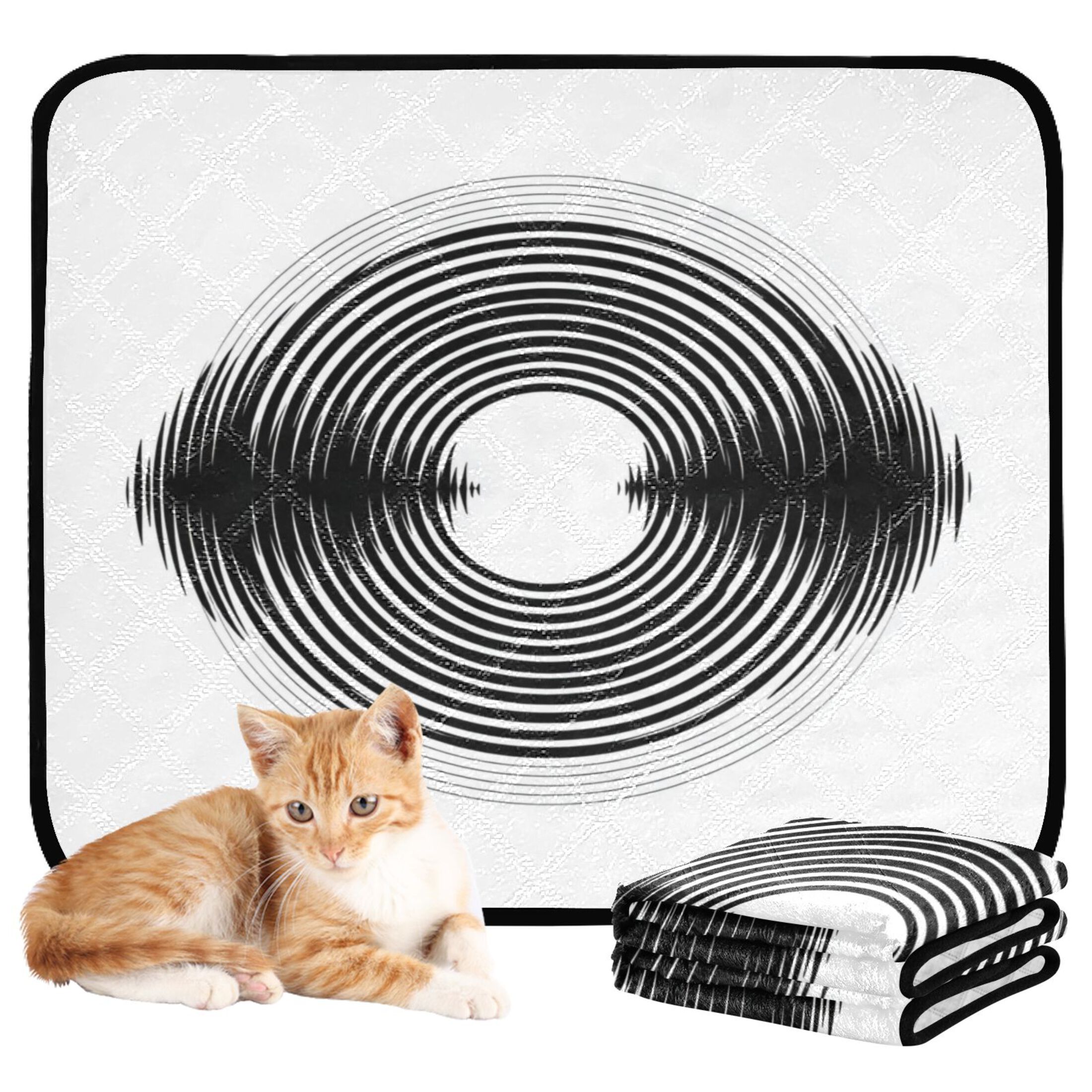 IAUYY Washable Pee Pads for Dogs Smallx3 Absorbent and Leak-Proof Non-Slip Reusable Puppy Pee Pads for Dogs Applicable to Playpen Potty Crate Black and White Circular Art