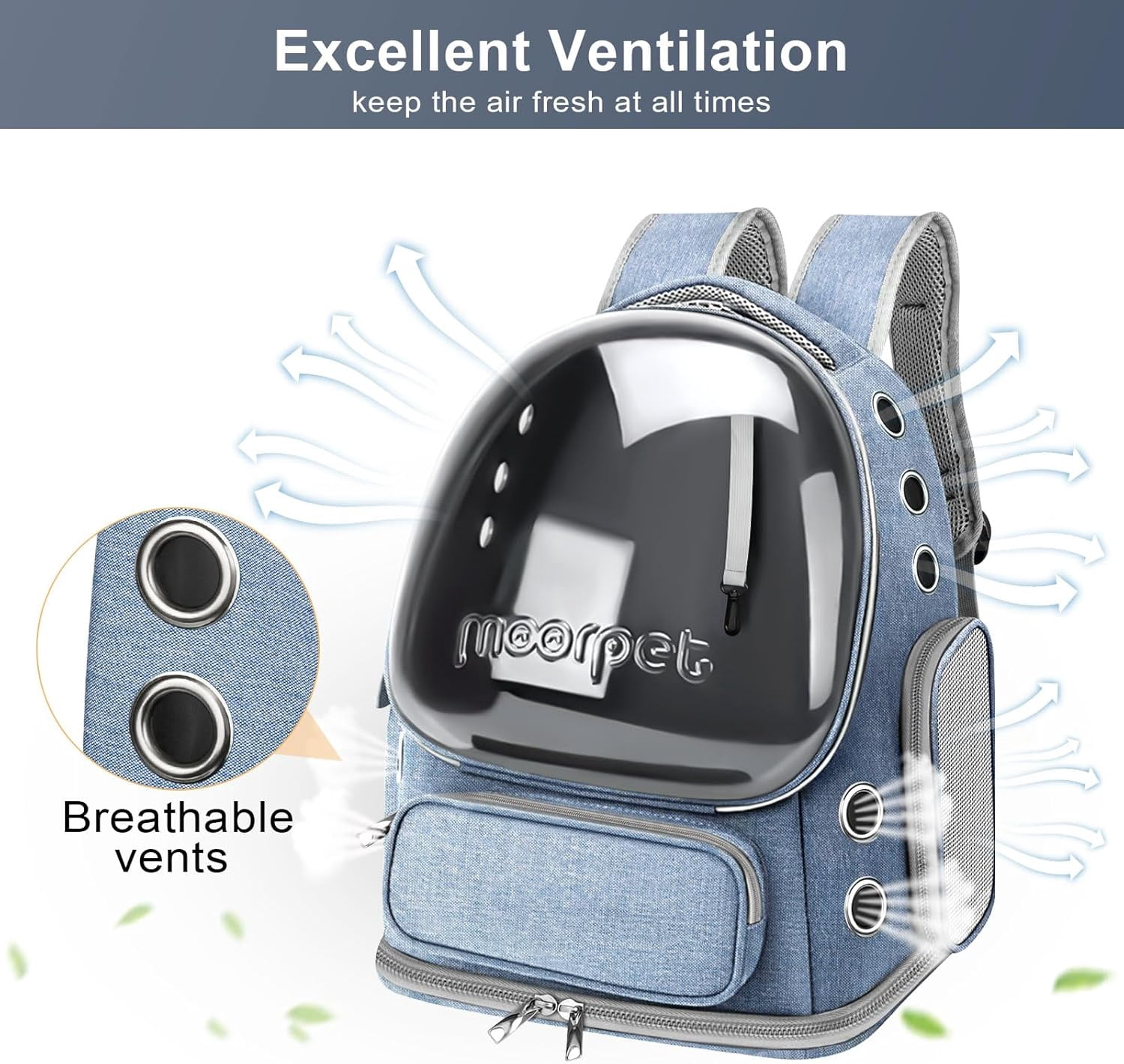 TJOUL Cat Backpack Carrier, Breathable Cat Bubble Backpack Upgrade Large Space Cat Carrier for Kitty Small Dog, Foldable Airline Approved Cats Backpack, Enlarge Transparent PetTravel Backpack (Blue)