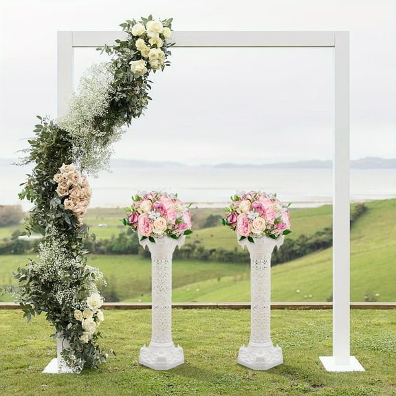 2-Pack Roman Column Stands - 34.6" Tall Wedding/Floral Pillars, Sturdy Indoor/Outdoor Decor for Events & Gardens - Classic Design, Easy Assembly