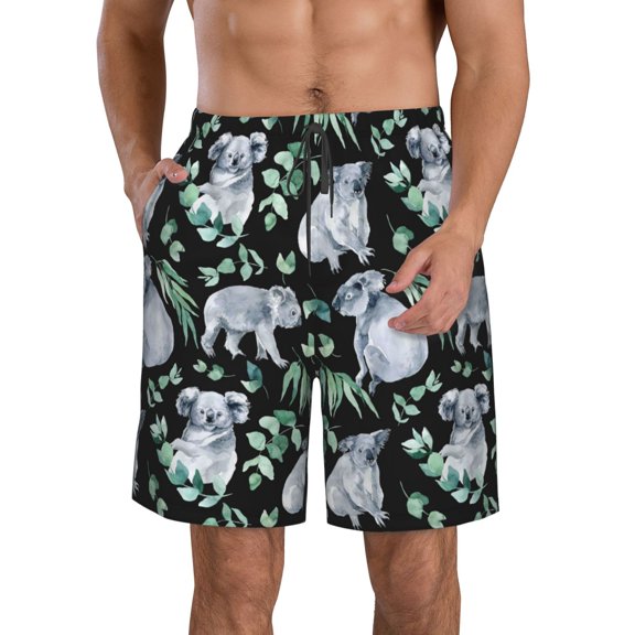 Naloa Cartoon Koala Bear Men's Beach Shorts, Surfing shorts, Swim trunks, Quick Dry Swim Trunks for Surfing Beach Fun - Small