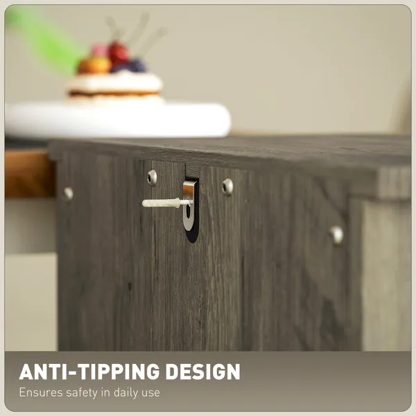 Vertical File Cabinet with 2 Drawers, Rustic Farmhouse Office Storage Cabinet for A4, Letter Size, Distressed Gray