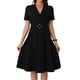 thumbnail image 2 of INSPIRE CHIC Vestido de Negocios A-Line Elegante de Manga Corta con Escote en V para Mujeres S Negro, 2 of 6