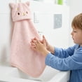 thumbnail image 2 of Unique Bargains Animal Hanging Soft Absorbent Hand Towel Pink Rabbit/Grey Shiba 15" x 8", 2 of 5