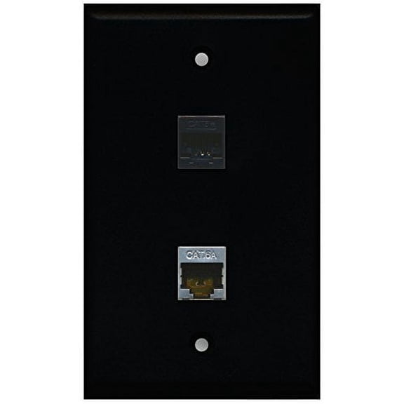 RiteAV - Black 1 Port Cat5e Ethernet Black 1 Port Cat6a Wall Plate