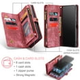 thumbnail image 2 of For Samsung Galaxy A52 Wallet Case,Multi-Functional Retro Leather Purse Flip Cover Zipper Wallet Case with Removable Card Slots Pocket & Detachable Wrist Strap Magnetic Phone Case, Red, 2 of 10