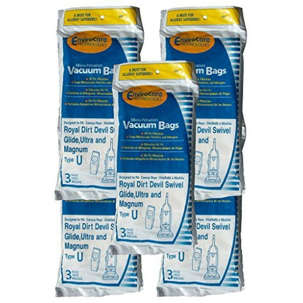 15 Royal Dirt Devil Type U MVP Swivel Allergy Vacuum Bags, Ultra