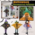 thumbnail image 6 of XHKUYI 3 PCS Halloween Hanging Ghost Decorations 17.7 inches, Cute Flying Witch Ornaments with Bat Print and Long Striped Legs, Spooky Party Props for Yard, Porch, Tree, Haunted Houses Decor, 6 of 6