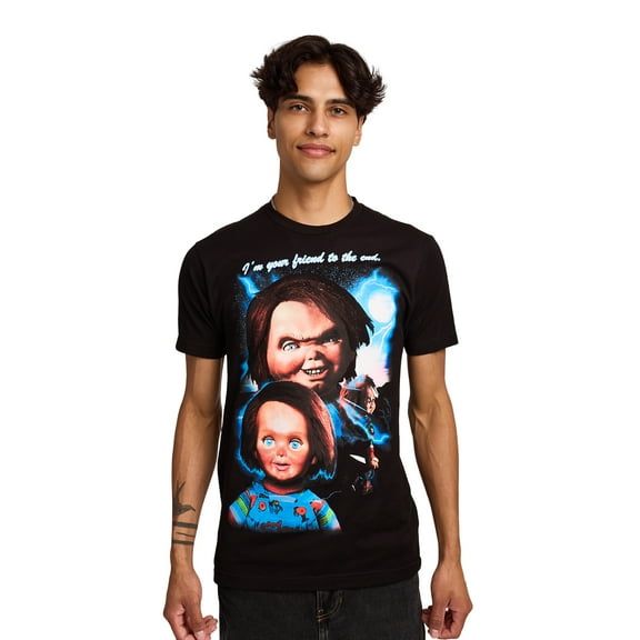 Chucky I'm Your Friend To The End Men's Black Crew Neck Short Sleeve T-shirt-Medium