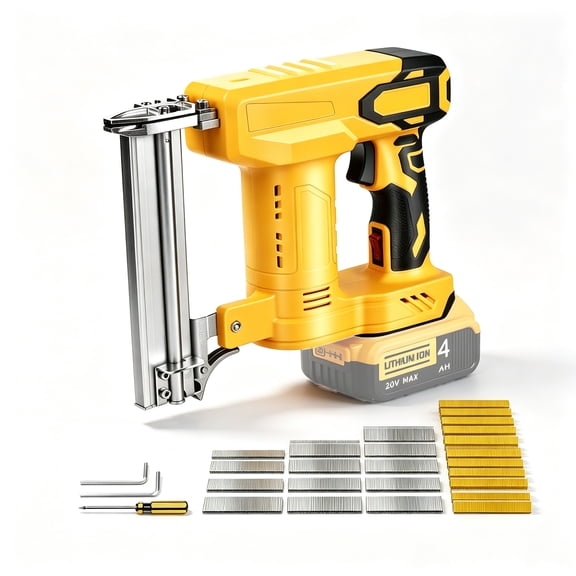 18 Gauge Brad Nailer Compatible with Dewalt 20V MAX Battery(NO Battery), Narrow Crown Stapler, 2 in 1 Cordless Nail Gun with 1000 Nails and 1000 Staples for Home Improvement, DIY and Woodworking