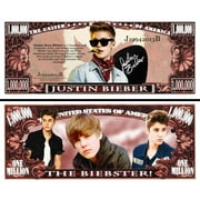 Anime Source Justin Bieber Musical Artist Commemorative Novelty Million Bill with Semi Rigid Protector