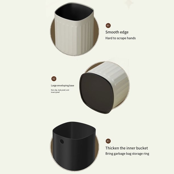 Trash Can No Lid Stainless Steel DoubleLayer Garbage Bin Kitchen Modern Fashion Cleaning Tools