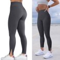 thumbnail image 2 of Women's High Waist Yoga Pants 4 Way Stretch Split Leg Design Leggings, 2 of 7