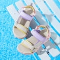 thumbnail image 5 of WEIGFI Child Toddler Girls Sandals Open Toe Patchwork Summer Fashion Outdoor Soft Sole Breathable Wear Comfort Casual Walking Adjustable Strap Lovely Party Slipper,Pink,7-8 Years, 5 of 9