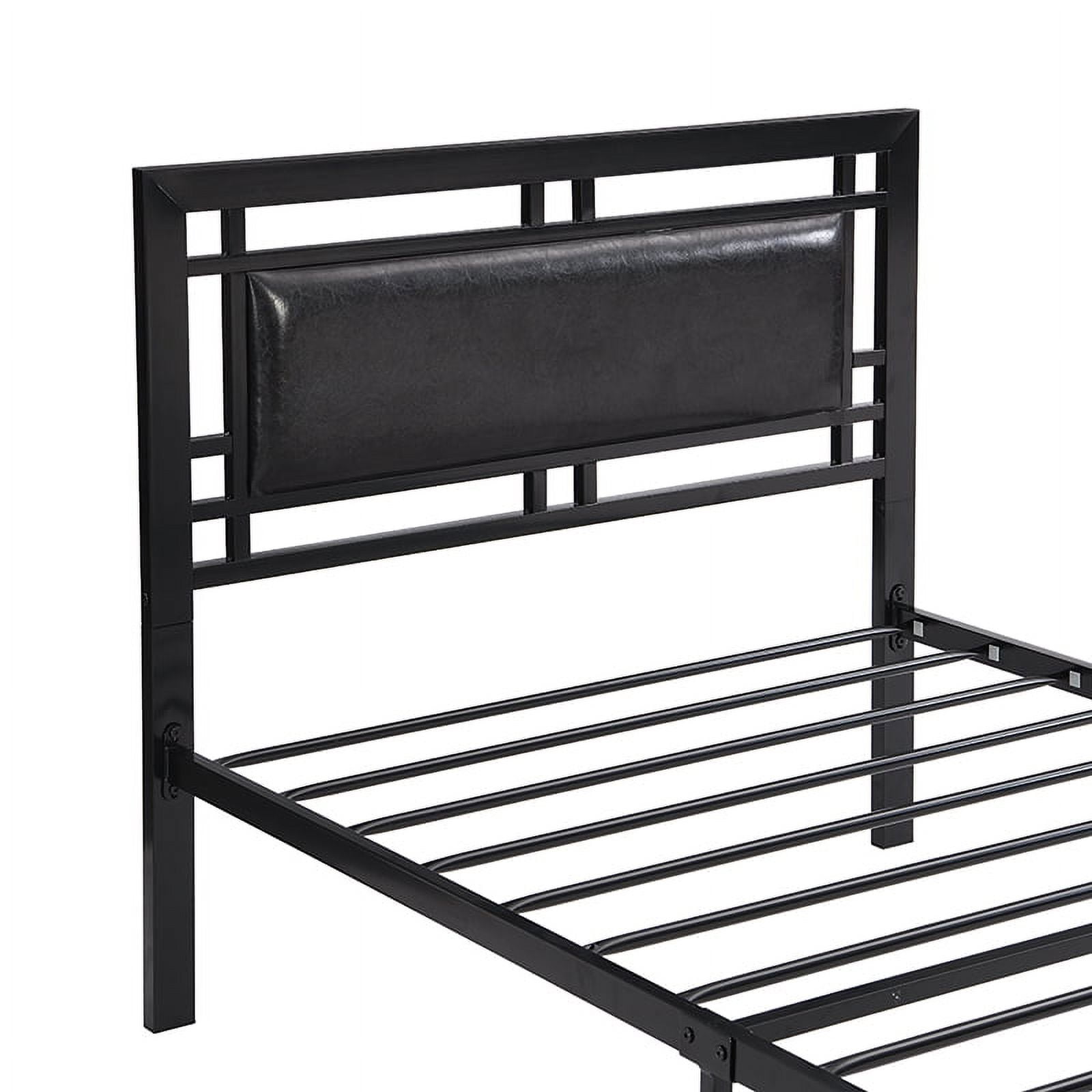 Twin Bed Frame with Headboard,Vintage Metal Platform Bed Frame with Storage,Steel Slat Support,Noise Free,Easy Assemble,77.2"x42.1"x37.6",Black