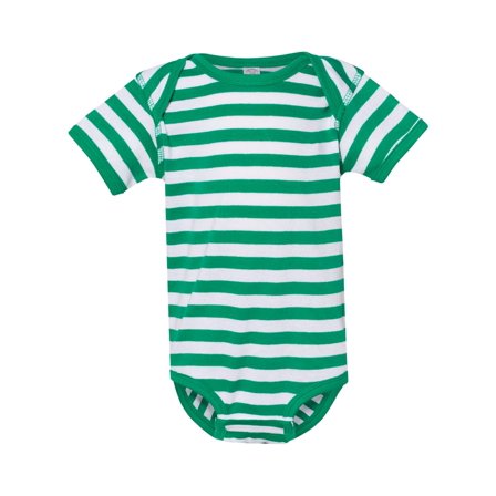 Rabbit Skins Baby Soft Short-Sleeve Bodysuit (4400) Kelly-White Stripe, 18M